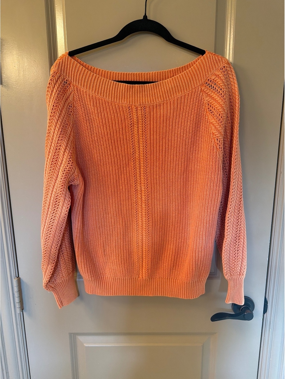 Blue Blush Women's Small Peach Knit Sweater with Open Stitch Detail